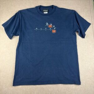 HUGE ALTA Utah T Shirt Mens M Navy Blue Ski Snowboard Graphic Y2K